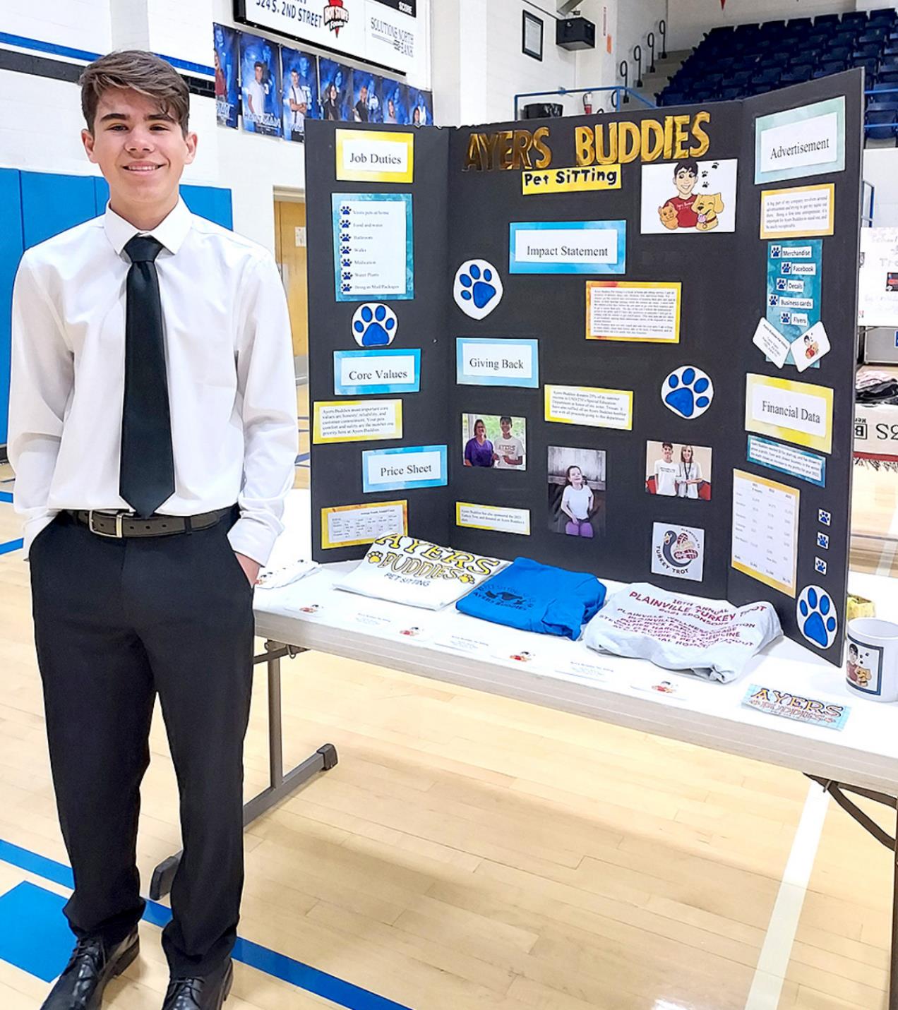 TAYLOR AYERS OF PLAINVILLE was this year’s Youth Entrepreneurship Challenge winner with his business concept, “Ayers Buddies Pet Sitting.” He also won the Best Marketing Award as well as the John McIntyre Teamwork Award. Taylor is now eligible for the State YEC to be held in Manhattan on Thursday, April 28th.