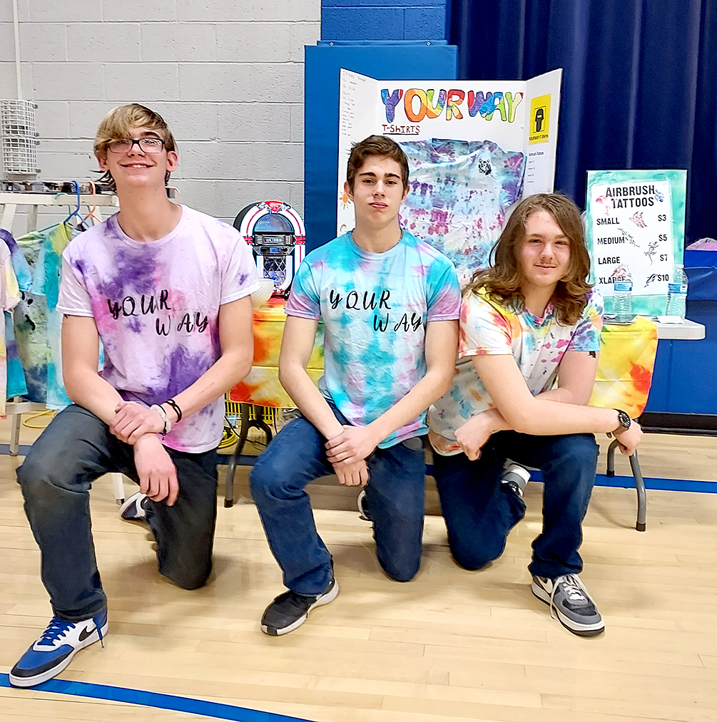 THE "YOUR WAY" business concept of Lukas Sager, GarryWayne Moore and Deacon Creighton (Stockton) combined tie dye and spray-on tattoos. They plan to be one of the vendors at Stockton’s upcoming Peony Festival.